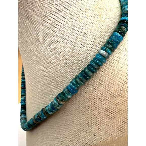 NEW Blue Natural Apatite Stone Beaded Necklace - Picture 4 of 11